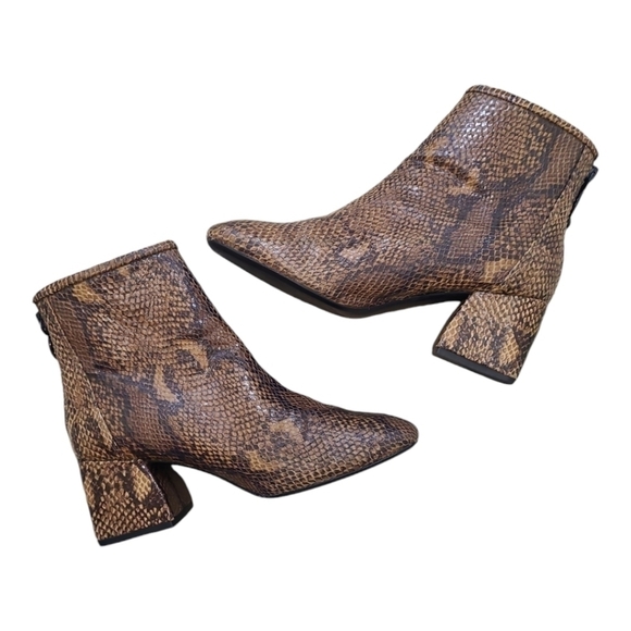 Bershka Python Chunky Heel Ankle Boots Size 36 EU 6 US - Picture 1 of 14